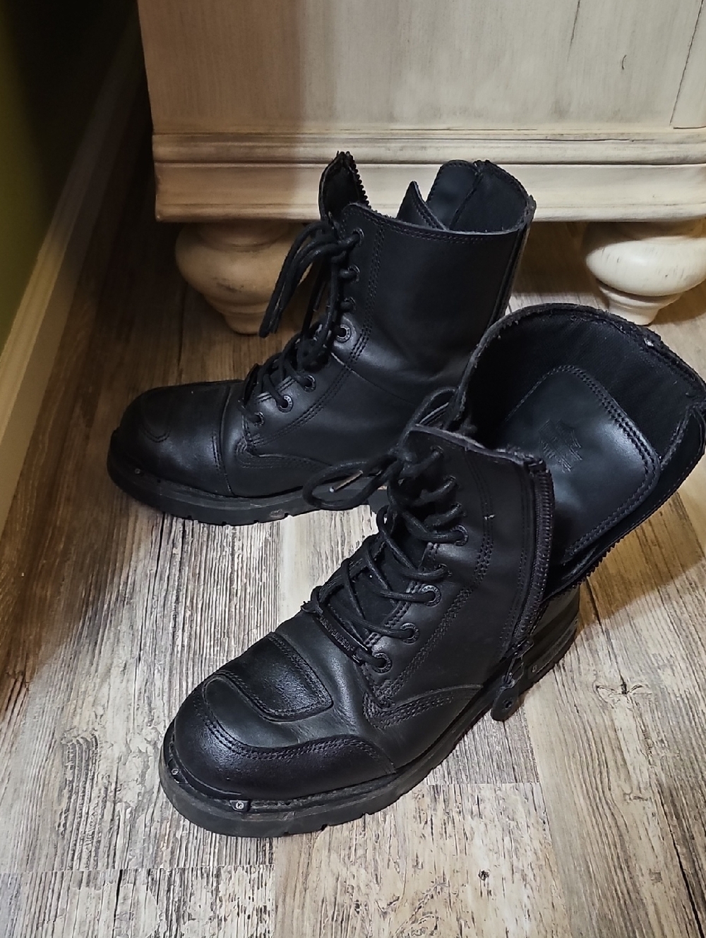 Men's Black Lace-Up/Side Zipper Harley Davidson  Boots